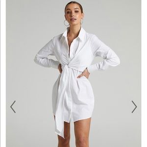 ShowPo collared shirt dress in white. NWT.